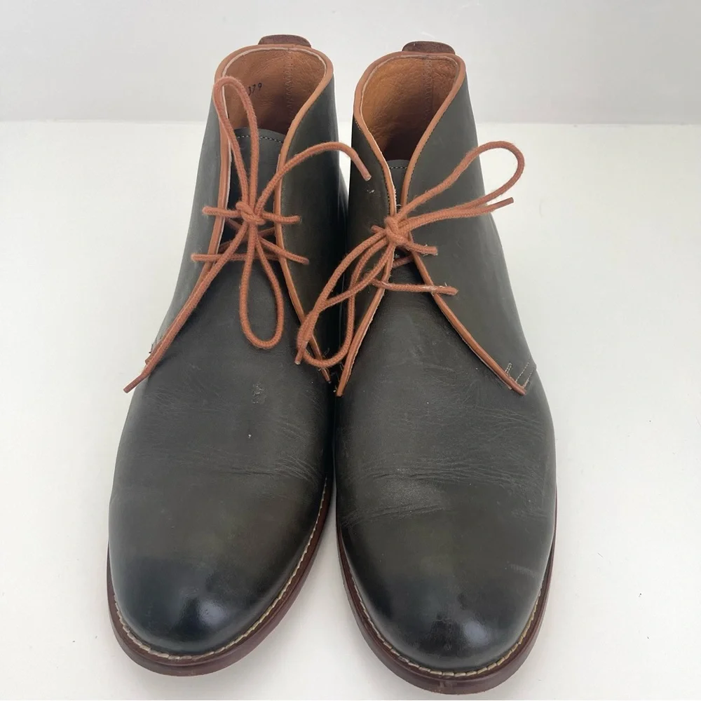 Penny Luck Visionary Leather Lace Up Olive Green Tan Chukka Dress Boots Size 11